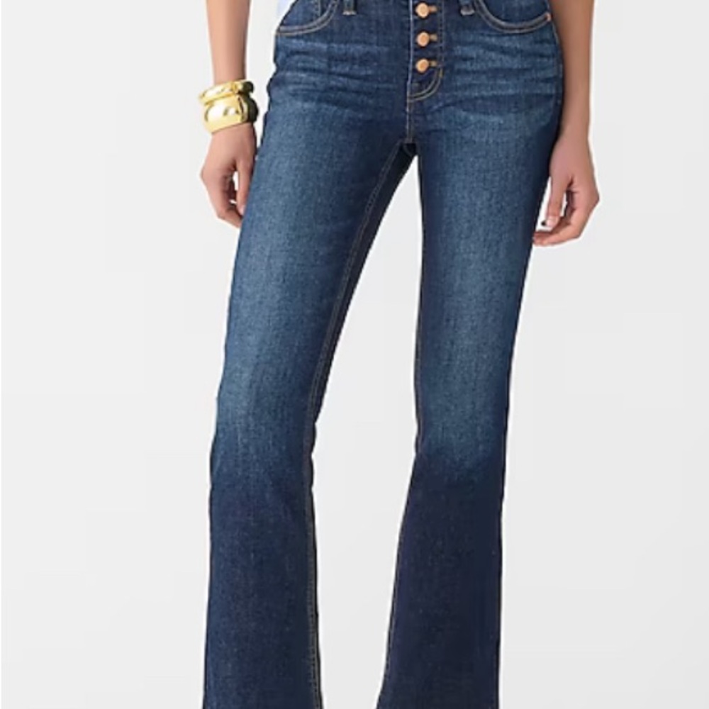 JCrew buttonfly Jean Capri crop jeans midrise flare crop 26 waist - Picture 2 of 6